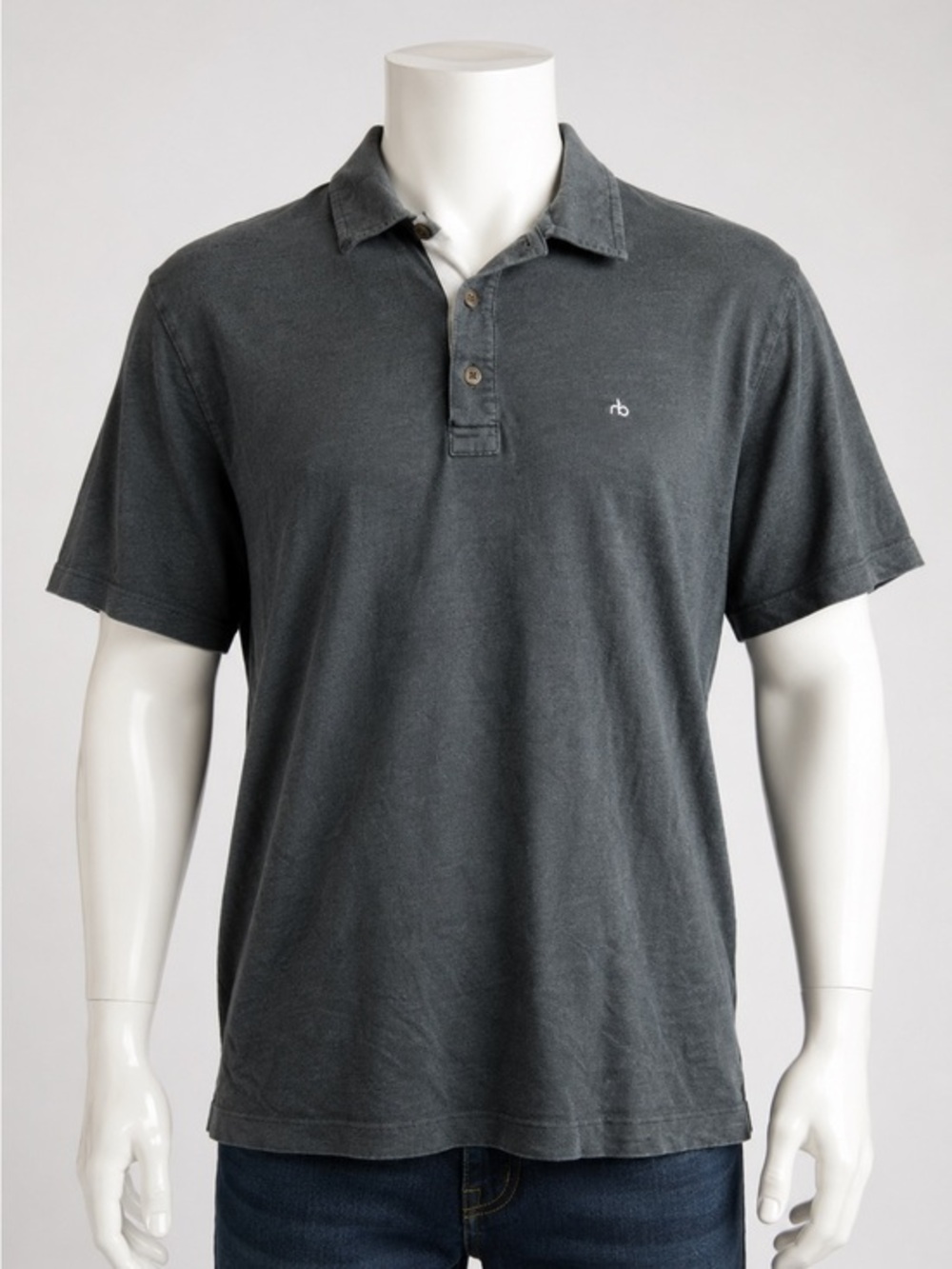 Rag & Bone Main Yard Navy Blue Polo Shirt XL Pima Cotton Blend Made in Peru